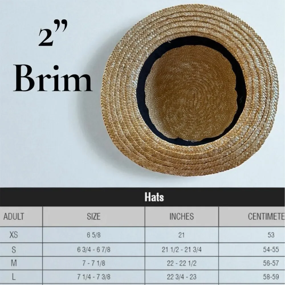 H&M Women’s Straw Hat Beige Black Band Flat Bow 2